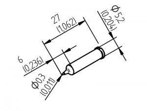 ERSADUR Soldering tip, lead-free, pencil point 0,3mm Ø, stepped 