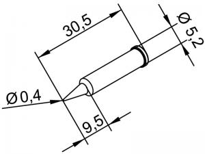 ERSADUR Soldering tip, lead-free, pencil point 0,4mm Ø 