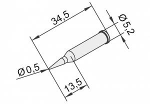 ERSADUR Soldering tip, lead-free, pencil point 0,5mm Ø, extended 