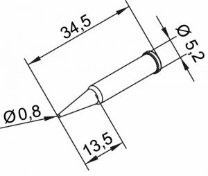 ERSADUR Soldering tip, lead-free, pencil point 0,8mm Ø, extended 