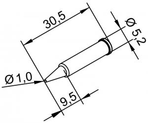 ERSADUR Soldering tip, lead-free, pencil point 1,0mm Ø 