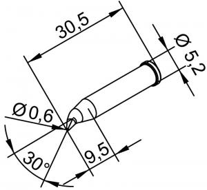ERSADUR Soldering tip, lead-free, pencil point 0,6mm Ø, bent 