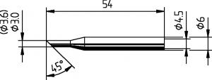 ERSADUR Soldering tip, angled face, 45°, 3.6 mm Ø 