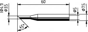 ERSADUR Soldering tip, angled face, 45°, 4.1 mm Ø 