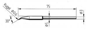 ERSADUR Soldering tip, pencil point, bent 30°, 0,6mm Ø, reinforced 