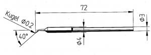 ERSADUR Soldering tip, pencil point 0,2mm Ø, bent 40° 