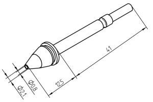 ERSADUR desoldering tip internal Ø 0.8 mm, outer Ø 2.1 mm 