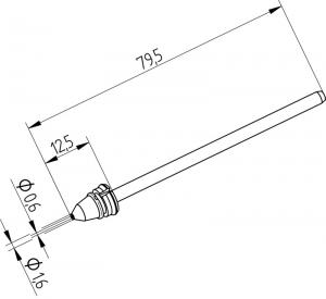 Ilgaamžis, didesnės galios ERSADUR išlitavimo antgalis, vidinis Ø 0,6mm, išorinis Ø 1,6mm 