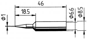 ERSADUR Long-Life lead-free soldering tip, Pencil point, 1.0 mm Ø 