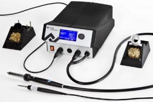i-CON VARIO 2, 2-channel (de)soldering station with interface, i-Tool AIR S hot air soldering iron and i-Tool soldering iron 
