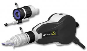 USB videomikroskopas MOBILE SCOPE su 90° BGA bei 0° MACROZOOM objektyvais, stoveliu, reguliuojamu LED šviestuku su optinių skaidulų kuokšteliu bei aliuminio lagaminu 