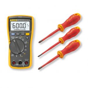 3.6 digit Electrician's True RMS Multimeter with Non-Contact voltage and 3 insulated screwdrivers 