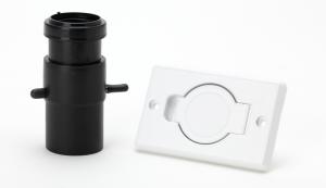 32 mm ir 50 mm Ø ištraukimo magistralės lizdas su spyruokline akle ir balansavimo sklende 