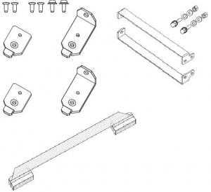 Horizontaliai sumontuotų PSB-2000 serijos maitinimo šaltinių lygiagretaus jungimo rinkinys, kurį sudaro PSB-007 Joint Kit, horizontalūs šynlaidžiai x 2 ir PSB-005 x1 