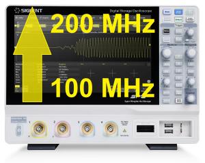 SDS2104X HD osciloskopo dažnių juostos praplėtimas iki 200 MHz 