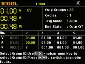 Options for timer, Option for Rigol DP700  