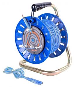 Test lead on a reel with banana plugs; 100m; blue  