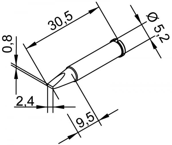 ERSADUR Soldering tip, lead-free, 2,4 mm, chisel shaped 