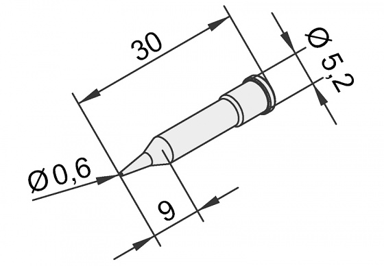 ERSADUR Soldering tip, lead-free, pencil point 0,6mm Ø 