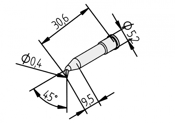 ERSADUR Soldering tip, lead-free, pencil point 0,4mm Ø, bent 