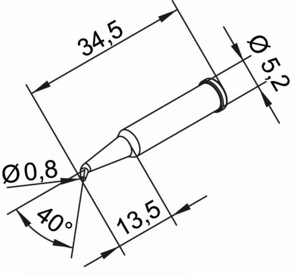 ERSADUR Soldering tip, lead-free, pencil point 0,8mm Ø, bent, extended 