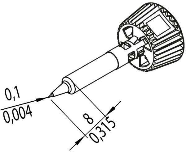 ERSADUR Soldering tip, lead-free, pencil point 0,1mm Ø 