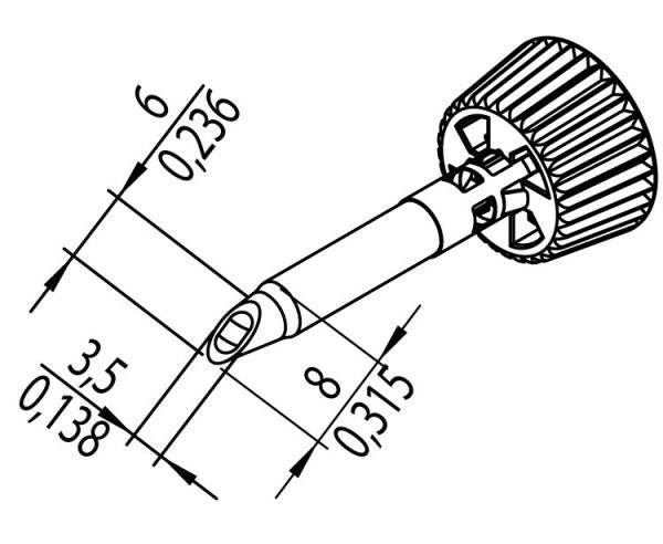 Bešvinis, ilgaamžis ERSADUR litavimo antgalis, PowerWell – su 3,5 mm Ø duobute lydmetaliui 