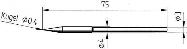 ERSADUR Soldering tip, lead-free, pencil point 0,4mm Ø 