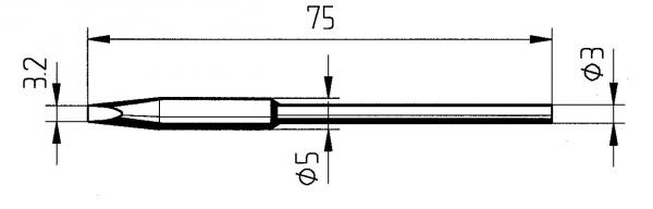 ERSADUR Soldering tip, chisel shaped 3,2mm, reinforced 