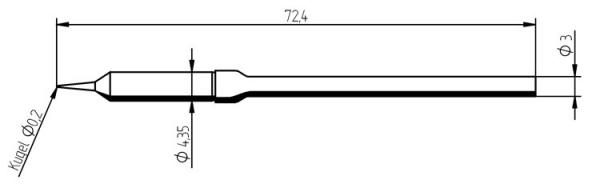 ERSADUR Soldering tip, lead-free, pencil point 0,2mm Ø 