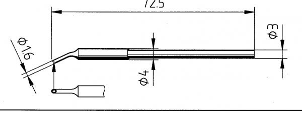 Ilgaamžis ERSADUR lenktas litavimo antgalis, MiniMicroWell – su 1,6mm Ø duobute lydmetaliui 