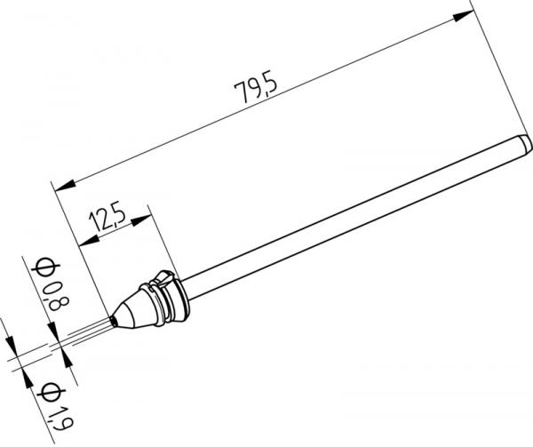 Ilgaamžis, didesnės galios ERSADUR išlitavimo antgalis, vidinis Ø 0,8mm, išorinis Ø 1,9mm 