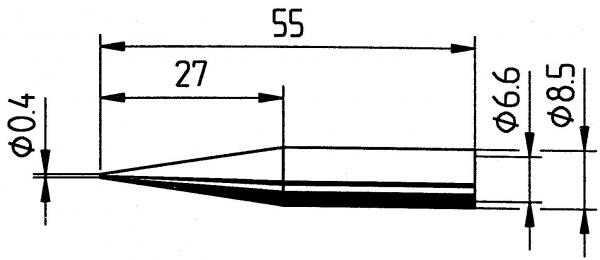 ERSADUR Long-Life soldering tip, Pencil point, extended, 0.4 mm Ø 