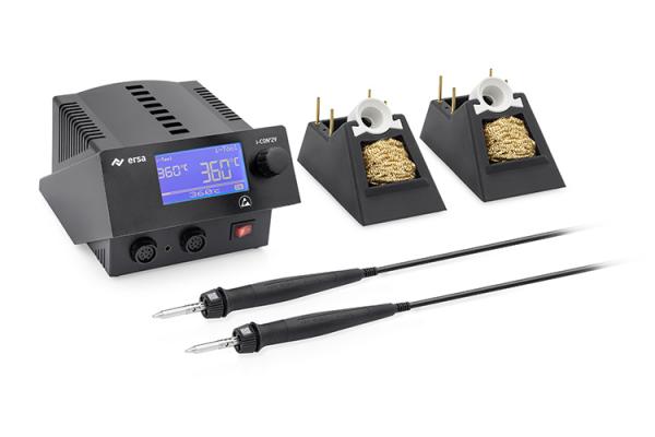 i-CON 2V MK2 electronically temperature-controlled soldering station, antistatic with two i-Tool MK2 soldering irons 