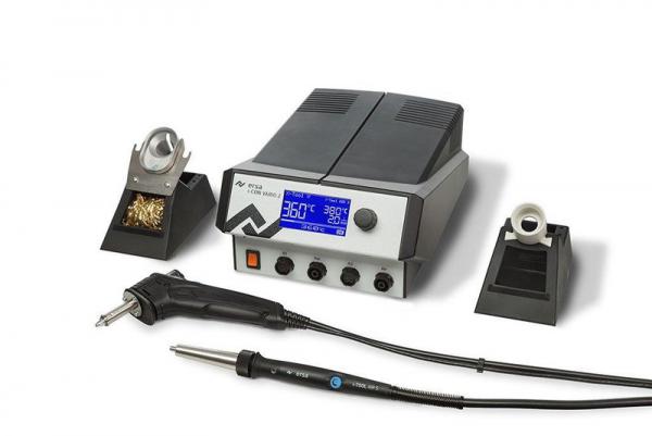 i-CON VARIO 2, 2-channel (de)soldering station with interface and i-Tool AIR S hot air soldering iron and desoldering iron X-Tool Vario 