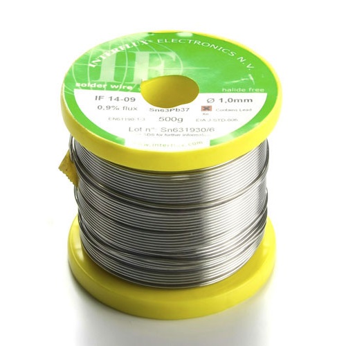 Sn63Pb37 solder wire with 0,9% REL0 flux, ø 1,0 mm, 500 gr. reel 