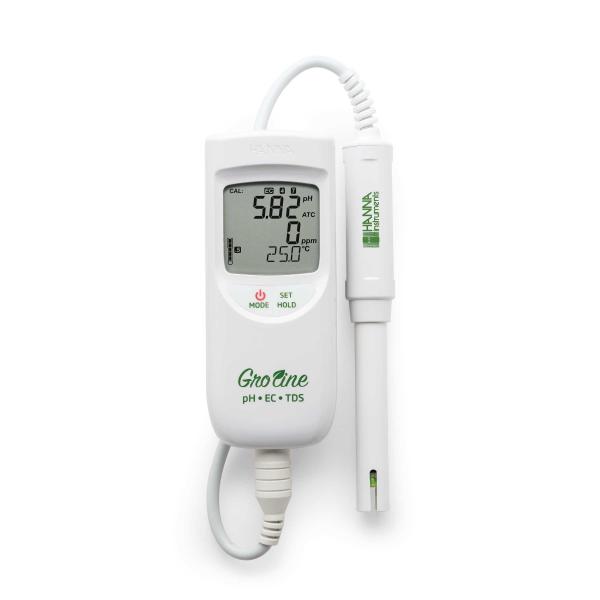 GroLine Hydroponic Waterproof pH/EC/TDS/Temperature Portable Meter 