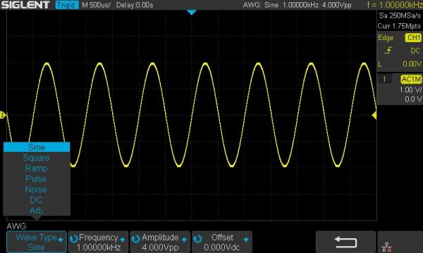 Software; 25 MHz Function/Arbitrary Waveform Generator, SDS1000X-E 4 channel option 