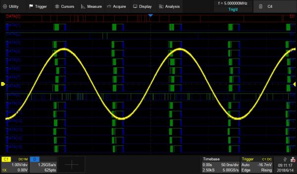 16 kanalų loginio analizatoriaus programinė įranga, SDS2000X plus serijos osciloskopų parinktis (Loginių kanalų zondas perkamas atskirai) 