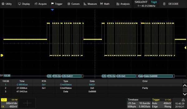 MIL-STD-1553B serial triggering and decoding, software license for SDS2000X plus series oscilloscope 