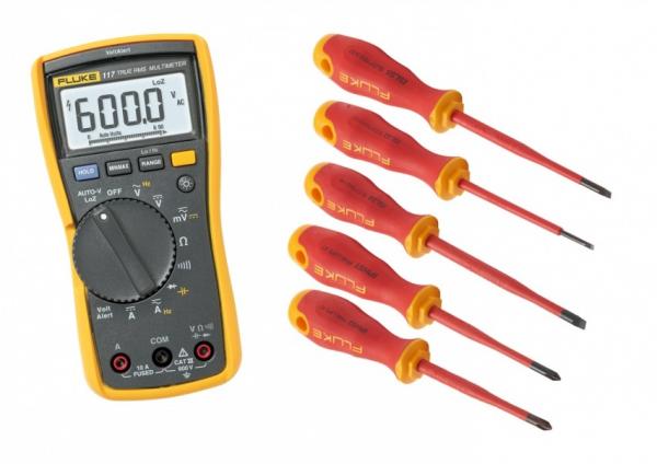 3.6 digit Electrician's True RMS Multimeter with Non-Contact voltage and 5 insulated screwdrivers 
