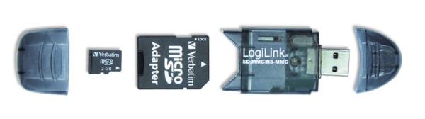 Micro SD card with i-CON NANO software, SD and USB adapters 